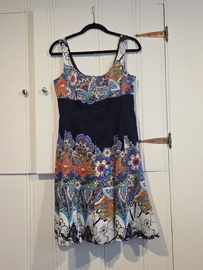 Navy Multi Floral Print Sleeveless Dress
